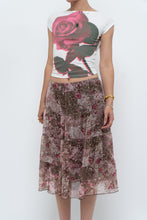 Load image into Gallery viewer, Vintage x Brown, Pink Floral Tiered Midi Skirt (S-L)