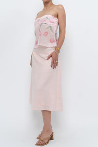 Vintage x Baby Pink Ramie Midi Skirt (L-XL)