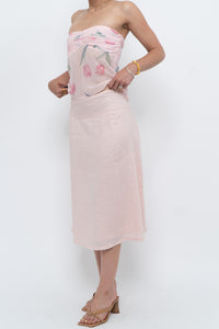 Vintage x Baby Pink Ramie Midi Skirt (L-XL)