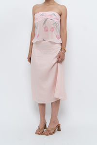 Vintage x Baby Pink Ramie Midi Skirt (L-XL)