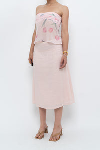 Vintage x Baby Pink Ramie Midi Skirt (L-XL)