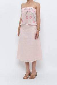 Vintage x Baby Pink Ramie Midi Skirt (L-XL)