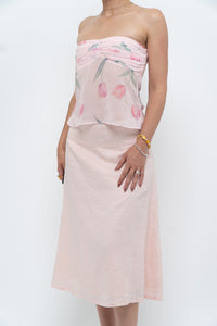 Vintage x Baby Pink Ramie Midi Skirt (L-XL)