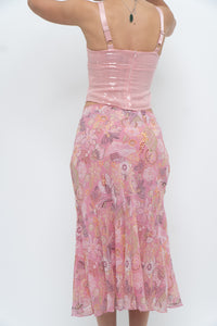 Vintage x Made in India x Pink Floral Midi Skirt (S-L)