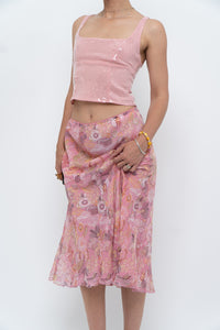 Vintage x Made in India x Pink Floral Midi Skirt (S-L)