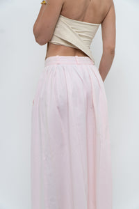 Vintage x Made in Hong Kong x POLO RALPH LAUREN Baby Pink Cotton Maxi Skirt (XS-M)