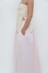 Vintage x Made in Hong Kong x POLO RALPH LAUREN Baby Pink Cotton Maxi Skirt (XS-M)