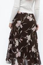 Load image into Gallery viewer, Vintage x CHAPS RALPH LAUREN Brown Floral Frilly Tiered Maxi Skirt (L-3X)