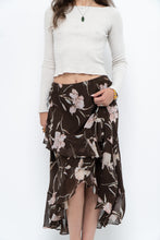 Load image into Gallery viewer, Vintage x CHAPS RALPH LAUREN Brown Floral Frilly Tiered Maxi Skirt (L-3X)