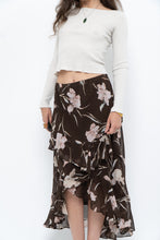 Load image into Gallery viewer, Vintage x CHAPS RALPH LAUREN Brown Floral Frilly Tiered Maxi Skirt (L-3X)