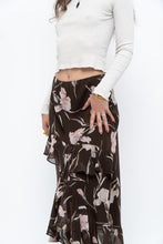 Load image into Gallery viewer, Vintage x CHAPS RALPH LAUREN Brown Floral Frilly Tiered Maxi Skirt (L-3X)