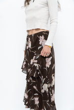 Load image into Gallery viewer, Vintage x CHAPS RALPH LAUREN Brown Floral Frilly Tiered Maxi Skirt (L-3X)