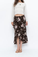 Load image into Gallery viewer, Vintage x CHAPS RALPH LAUREN Brown Floral Frilly Tiered Maxi Skirt (L-3X)