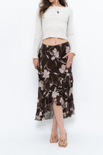 Load image into Gallery viewer, Vintage x CHAPS RALPH LAUREN Brown Floral Frilly Tiered Maxi Skirt (L-3X)