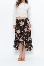 Load image into Gallery viewer, Vintage x CHAPS RALPH LAUREN Brown Floral Frilly Tiered Maxi Skirt (L-3X)