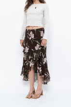 Load image into Gallery viewer, Vintage x CHAPS RALPH LAUREN Brown Floral Frilly Tiered Maxi Skirt (L-3X)