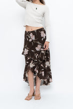 Load image into Gallery viewer, Vintage x CHAPS RALPH LAUREN Brown Floral Frilly Tiered Maxi Skirt (L-3X)