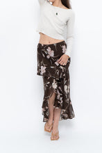 Load image into Gallery viewer, Vintage x CHAPS RALPH LAUREN Brown Floral Frilly Tiered Maxi Skirt (L-3X)
