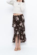 Load image into Gallery viewer, Vintage x CHAPS RALPH LAUREN Brown Floral Frilly Tiered Maxi Skirt (L-3X)