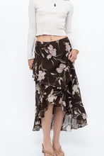 Load image into Gallery viewer, Vintage x CHAPS RALPH LAUREN Brown Floral Frilly Tiered Maxi Skirt (L-3X)