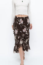 Load image into Gallery viewer, Vintage x CHAPS RALPH LAUREN Brown Floral Frilly Tiered Maxi Skirt (L-3X)