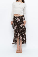 Load image into Gallery viewer, Vintage x CHAPS RALPH LAUREN Brown Floral Frilly Tiered Maxi Skirt (L-3X)