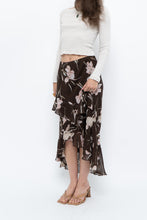 Load image into Gallery viewer, Vintage x CHAPS RALPH LAUREN Brown Floral Frilly Tiered Maxi Skirt (L-3X)