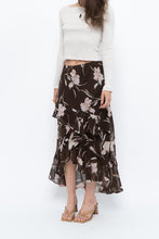 Load image into Gallery viewer, Vintage x CHAPS RALPH LAUREN Brown Floral Frilly Tiered Maxi Skirt (L-3X)