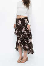 Load image into Gallery viewer, Vintage x CHAPS RALPH LAUREN Brown Floral Frilly Tiered Maxi Skirt (L-3X)
