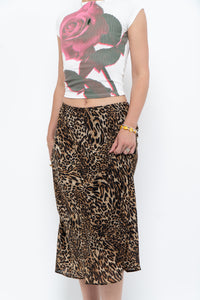 Vintage x Made in Canada x Leopard Print Flowy Midi Skirt (M-XL)