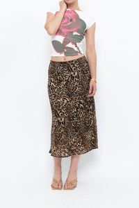 Vintage x Made in Canada x Leopard Print Flowy Midi Skirt (M-XL)