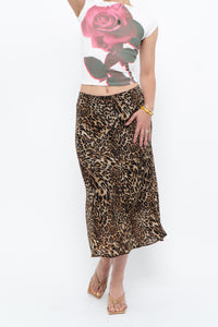 Vintage x Made in Canada x Leopard Print Flowy Midi Skirt (M-XL)