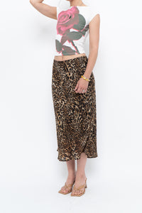 Vintage x Made in Canada x Leopard Print Flowy Midi Skirt (M-XL)