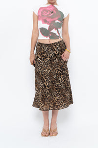 Vintage x Made in Canada x Leopard Print Flowy Midi Skirt (M-XL)