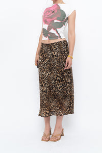 Vintage x Made in Canada x Leopard Print Flowy Midi Skirt (M-XL)