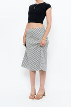 Load image into Gallery viewer, Modern x Made in USA x Black, White Cotton-blend Checkered Midi Skirt (XS, S)