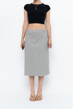 Load image into Gallery viewer, Modern x Made in USA x Black, White Cotton-blend Checkered Midi Skirt (XS, S)