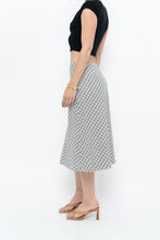 Load image into Gallery viewer, Modern x Made in USA x Black, White Cotton-blend Checkered Midi Skirt (XS, S)
