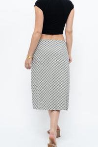 Modern x Made in USA x Black, White Cotton-blend Checkered Midi Skirt (XS, S)