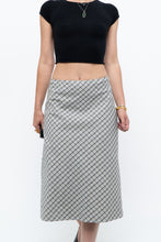 Load image into Gallery viewer, Modern x Made in USA x Black, White Cotton-blend Checkered Midi Skirt (XS, S)