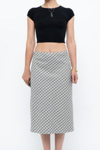 Load image into Gallery viewer, Modern x Made in USA x Black, White Cotton-blend Checkered Midi Skirt (XS, S)