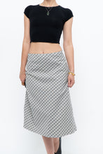 Load image into Gallery viewer, Modern x Made in USA x Black, White Cotton-blend Checkered Midi Skirt (XS, S)