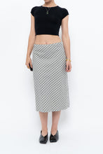 Load image into Gallery viewer, Modern x Made in USA x Black, White Cotton-blend Checkered Midi Skirt (XS, S)