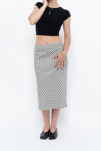 Load image into Gallery viewer, Modern x Made in USA x Black, White Cotton-blend Checkered Midi Skirt (XS, S)