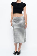 Load image into Gallery viewer, Modern x Made in USA x Black, White Cotton-blend Checkered Midi Skirt (XS, S)