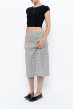 Load image into Gallery viewer, Modern x Made in USA x Black, White Cotton-blend Checkered Midi Skirt (XS, S)