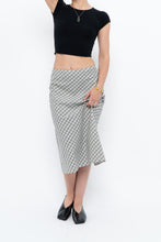 Load image into Gallery viewer, Modern x Made in USA x Black, White Cotton-blend Checkered Midi Skirt (XS, S)