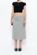 Load image into Gallery viewer, Modern x Made in USA x Black, White Cotton-blend Checkered Midi Skirt (XS, S)