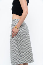 Load image into Gallery viewer, Modern x Made in USA x Black, White Cotton-blend Checkered Midi Skirt (XS, S)