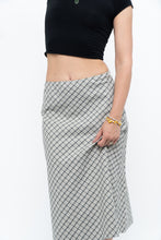 Load image into Gallery viewer, Modern x Made in USA x Black, White Cotton-blend Checkered Midi Skirt (XS, S)